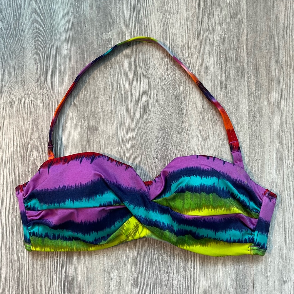 Victoria’s Secret rainbow stripped knockout small twist front bandeau bikini top